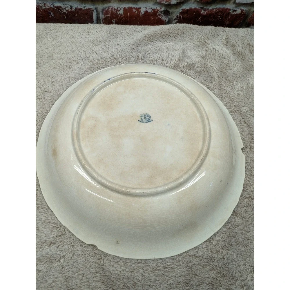 Antique Crown Potteries Cobalt Blue Flow Blue Bowl Victorian Lady Violets 1905